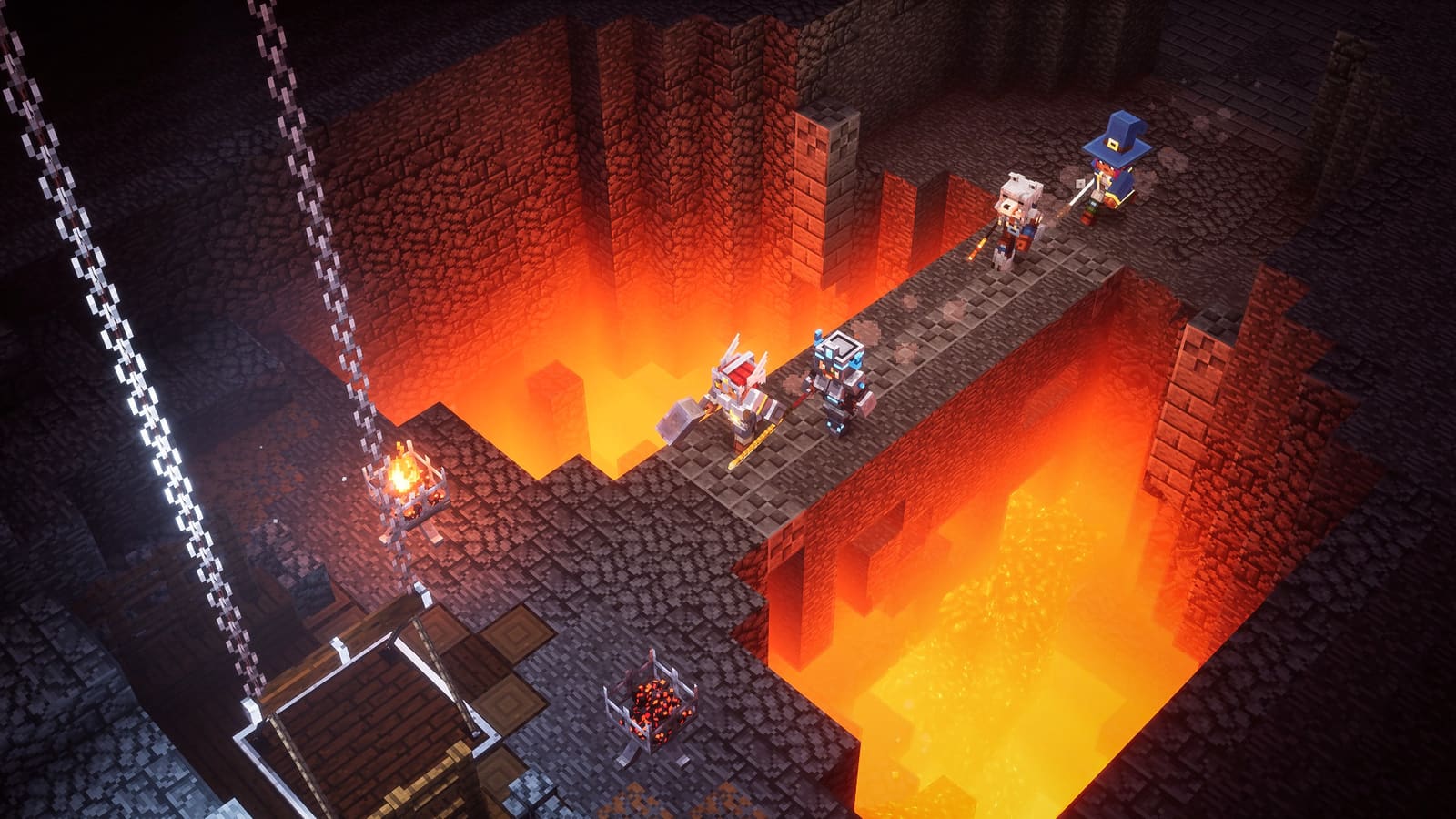 Minecraft running on a PC screen, with the official launcher open beside it