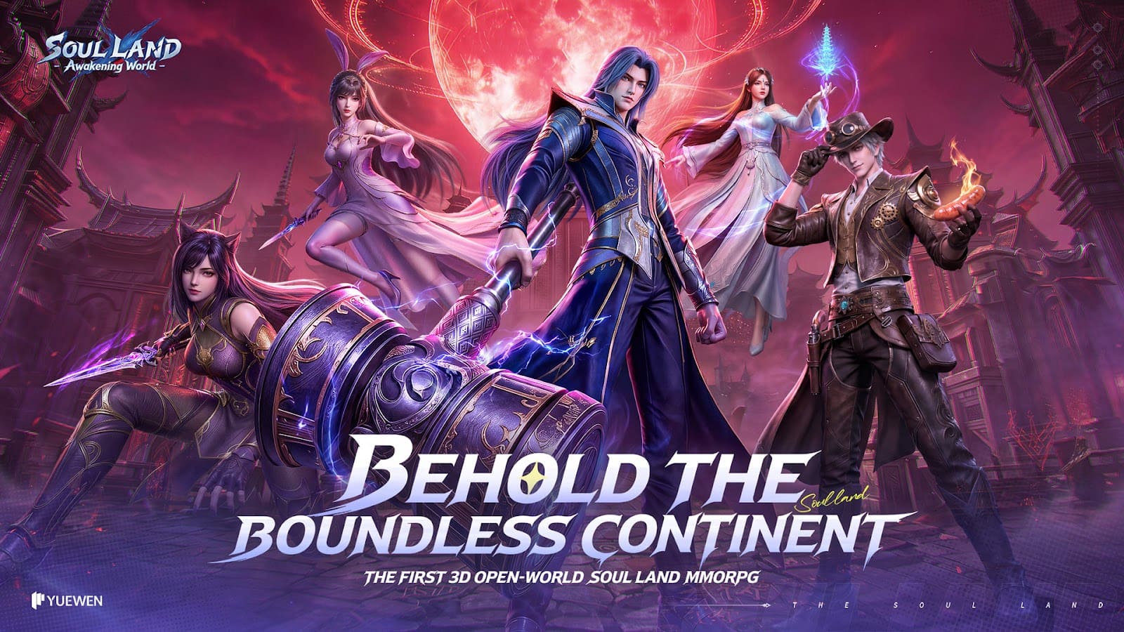 Soul Land: Awakening World soul master surrounded by glowing spirit rings in the open world